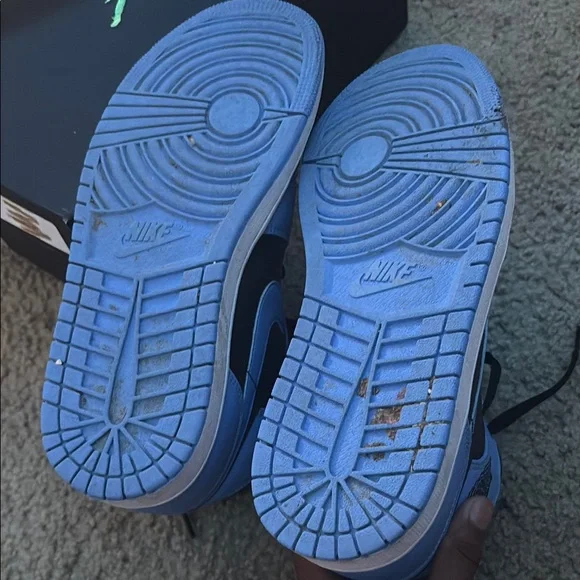 Jordan Nike University Blue & Black High Top Sneakers - Picture 3 of 6